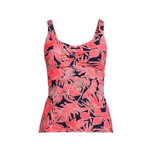 Land’s End REVERSIBLE Soft cup Tankini top Wood Lily Navy Palm print Various - Picture 1 of 4